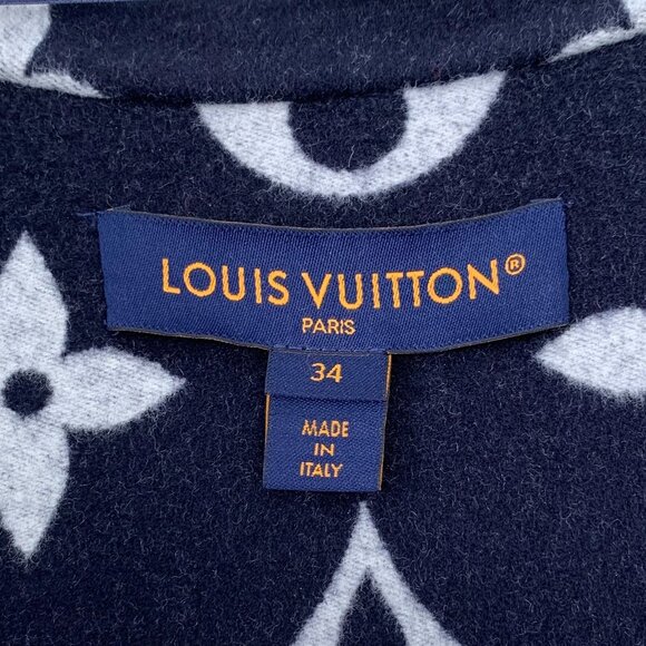 Louis Vuitton Womens Wool & Silk Monogram Belted Coat Size 34 - Picture 5 of 7